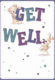 This get well card radiates cheerful optimism, blending artistry with the spirit of New Barnet's caring community. Against a creamy, inviting backdrop, a plush teddy bear and an enthusiastic puppy appear to spring off the surface, their expressive faces and soft, illustrated fur promising comfort and joy. Each character affectionately holds and supports the large, colourful letters spelling out 'Get Well'; indigo and teal hues create a lively contrast, while scattered stars add sparks of hope and whimsy-echoes of clear, starry nights over Oakleigh Park. The composition is crafted with such detail that you can almost feel the warmth of their embrace, much the same way a lovingly arranged bouquet from a New Barnet florist brings tangible comfort. This card does more than convey a simple recovery message; it wraps the recipient in a heartfelt gesture, perfectly suited for sending encouragement and kindness to friends and neighbours across the local area.